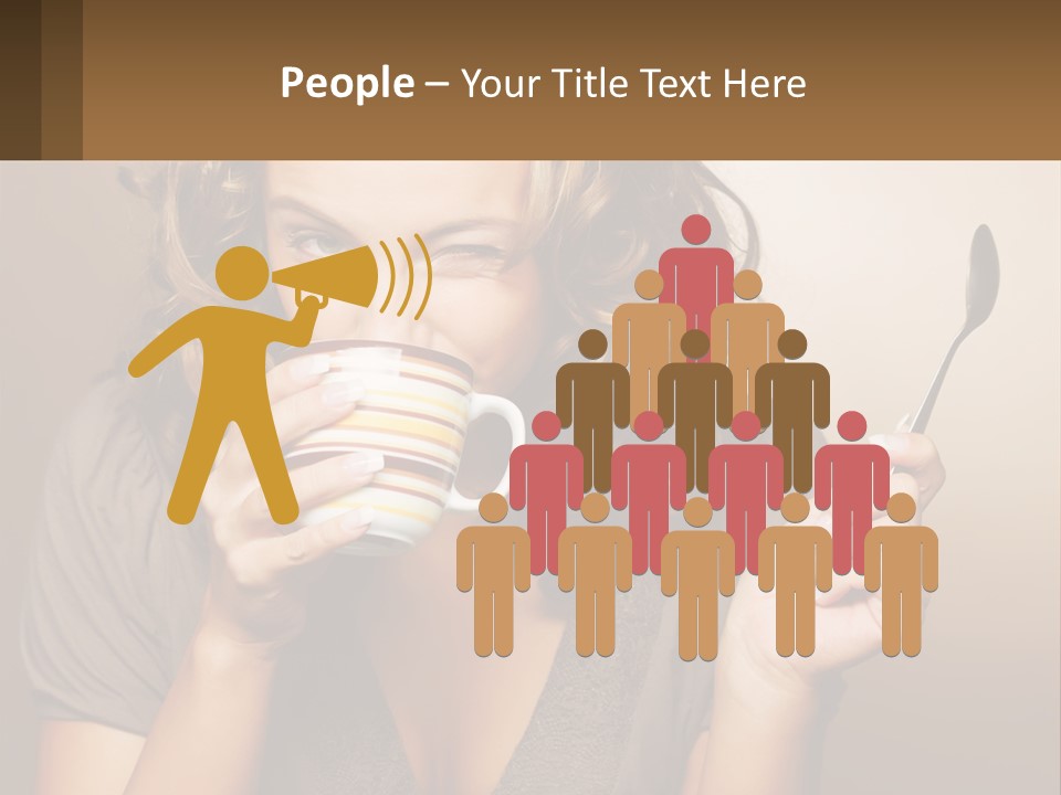 A Woman Drinking A Cup Of Coffee With A Spoon PowerPoint Template
