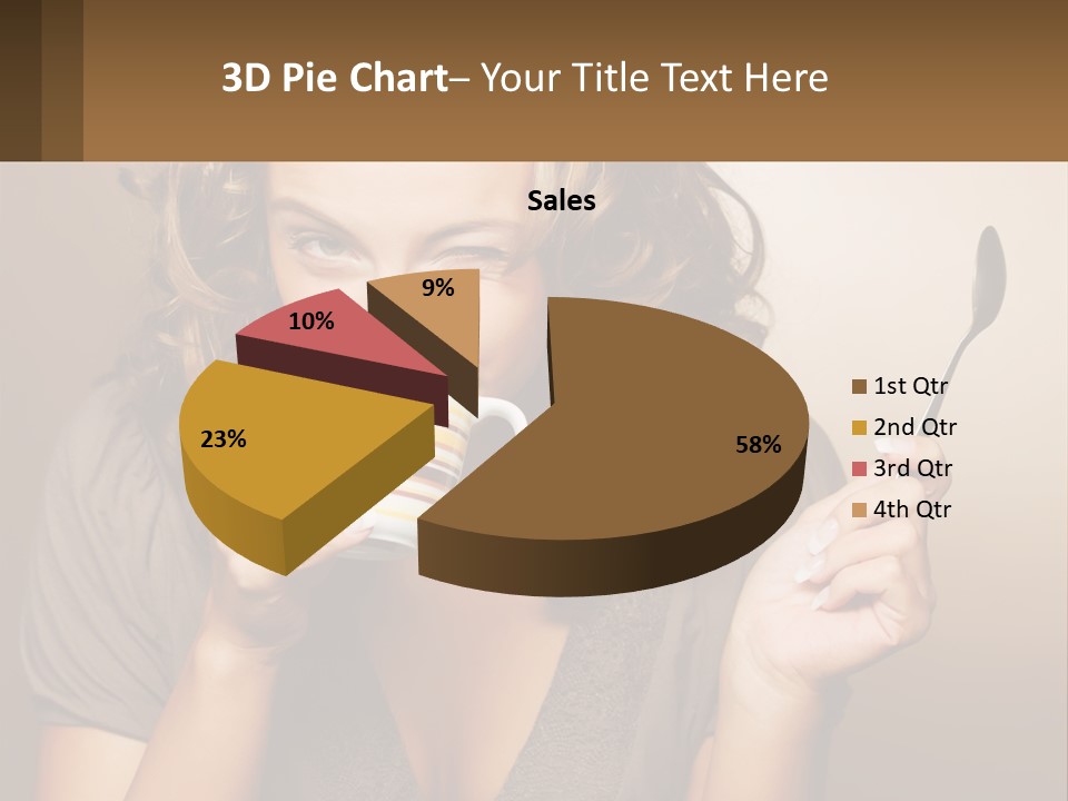A Woman Drinking A Cup Of Coffee With A Spoon PowerPoint Template