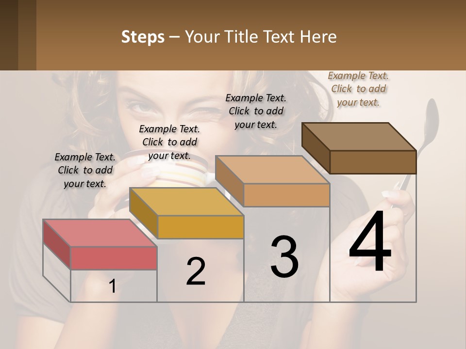 A Woman Drinking A Cup Of Coffee With A Spoon PowerPoint Template