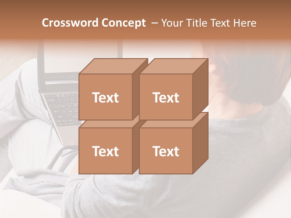 A Woman Sitting On A Couch Using A Laptop Computer PowerPoint Template