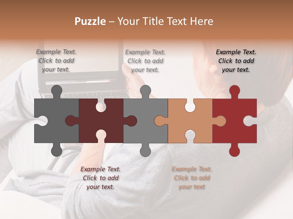 A Woman Sitting On A Couch Using A Laptop Computer PowerPoint Template