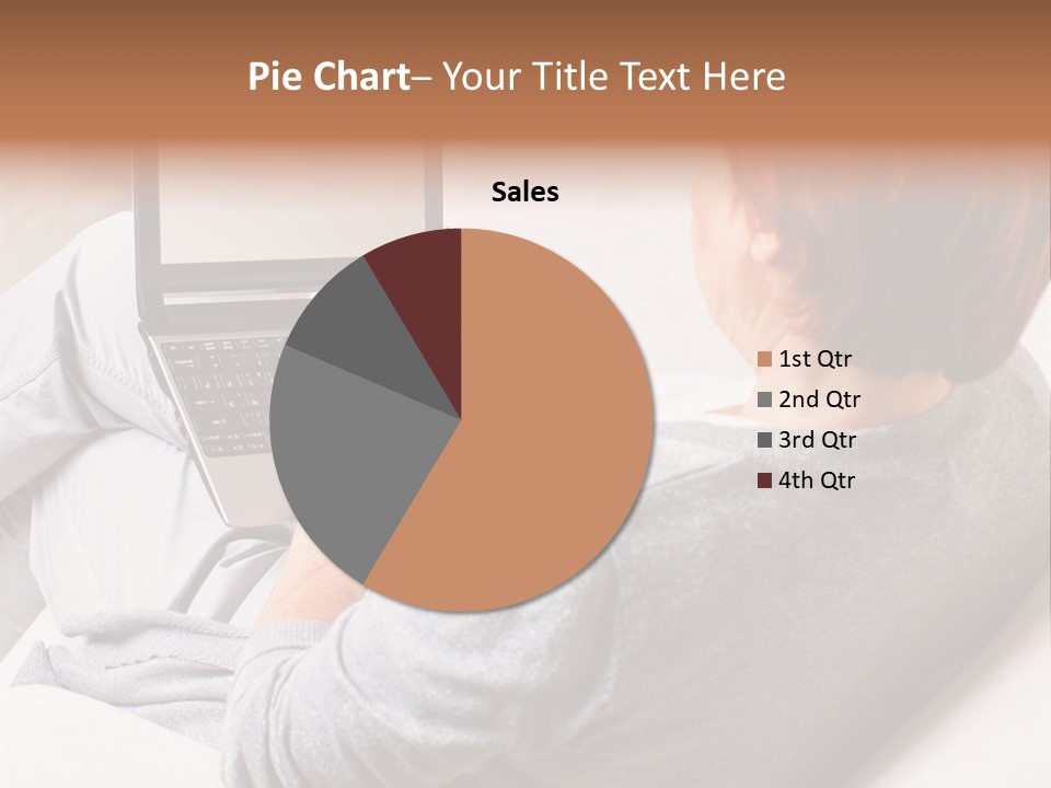 A Woman Sitting On A Couch Using A Laptop Computer PowerPoint Template