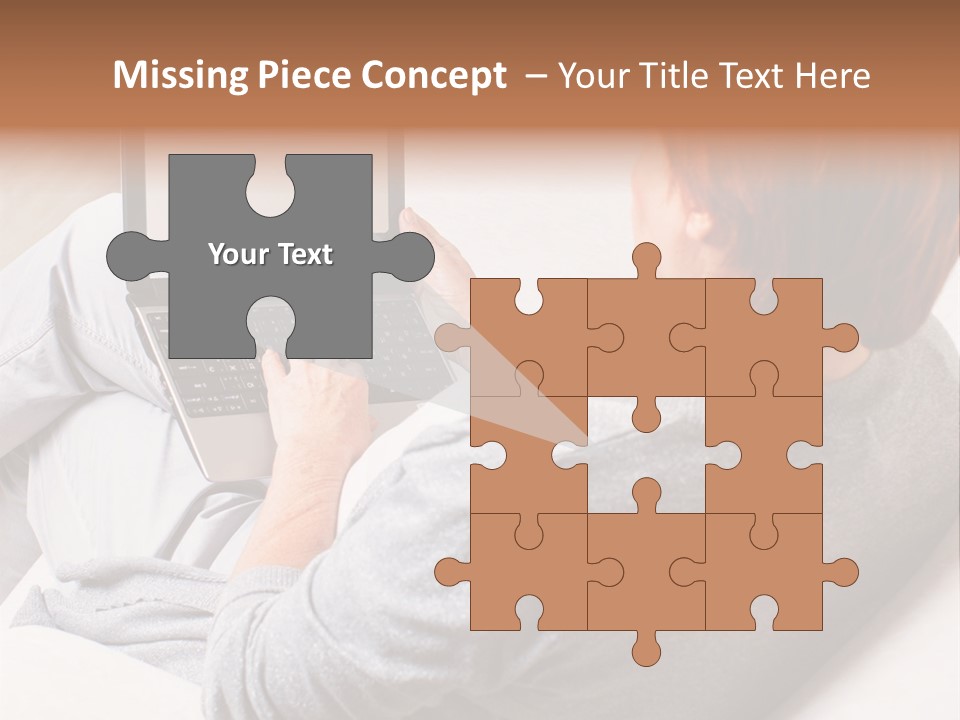 A Woman Sitting On A Couch Using A Laptop Computer PowerPoint Template