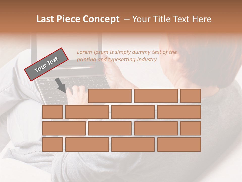 A Woman Sitting On A Couch Using A Laptop Computer PowerPoint Template