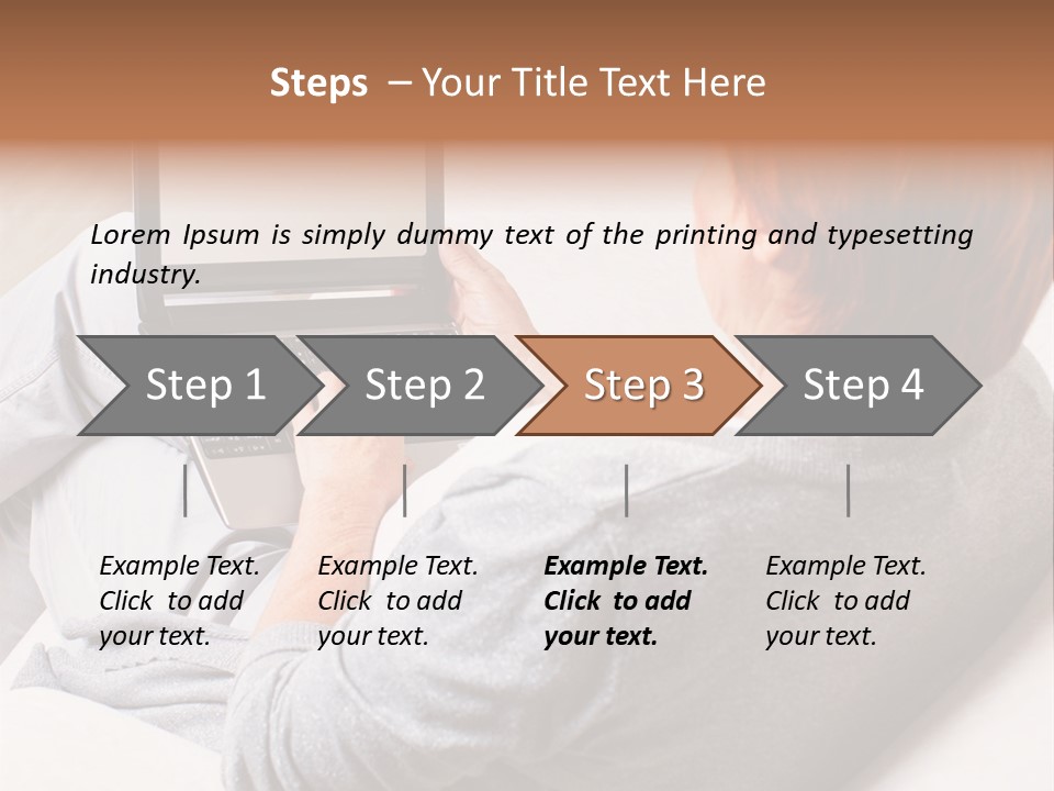 A Woman Sitting On A Couch Using A Laptop Computer PowerPoint Template