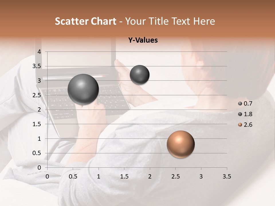A Woman Sitting On A Couch Using A Laptop Computer PowerPoint Template