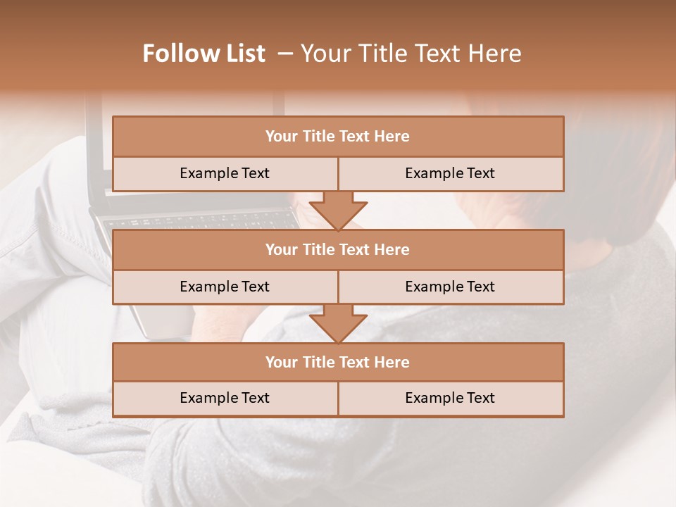 A Woman Sitting On A Couch Using A Laptop Computer PowerPoint Template