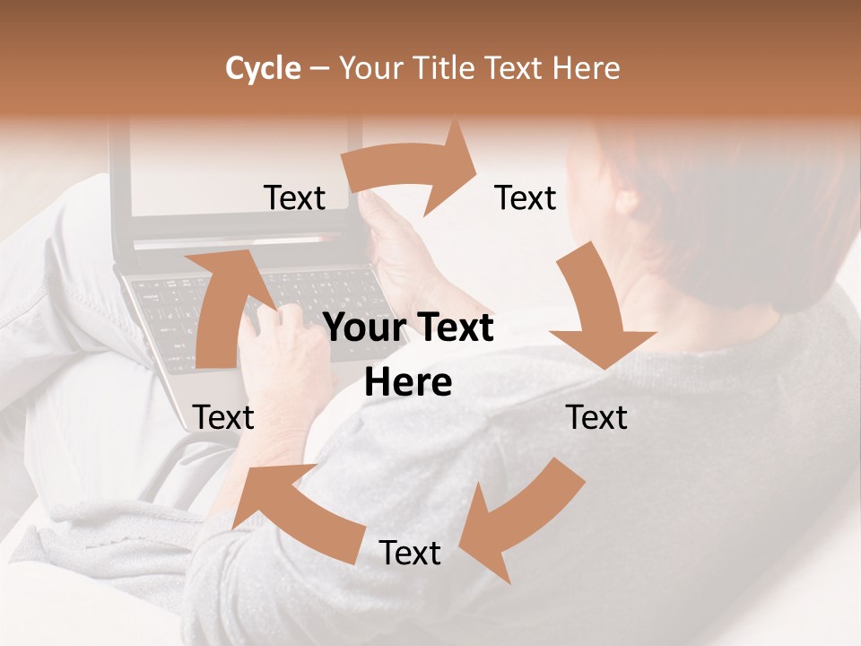 A Woman Sitting On A Couch Using A Laptop Computer PowerPoint Template