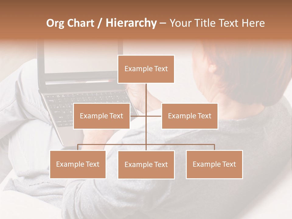 A Woman Sitting On A Couch Using A Laptop Computer PowerPoint Template