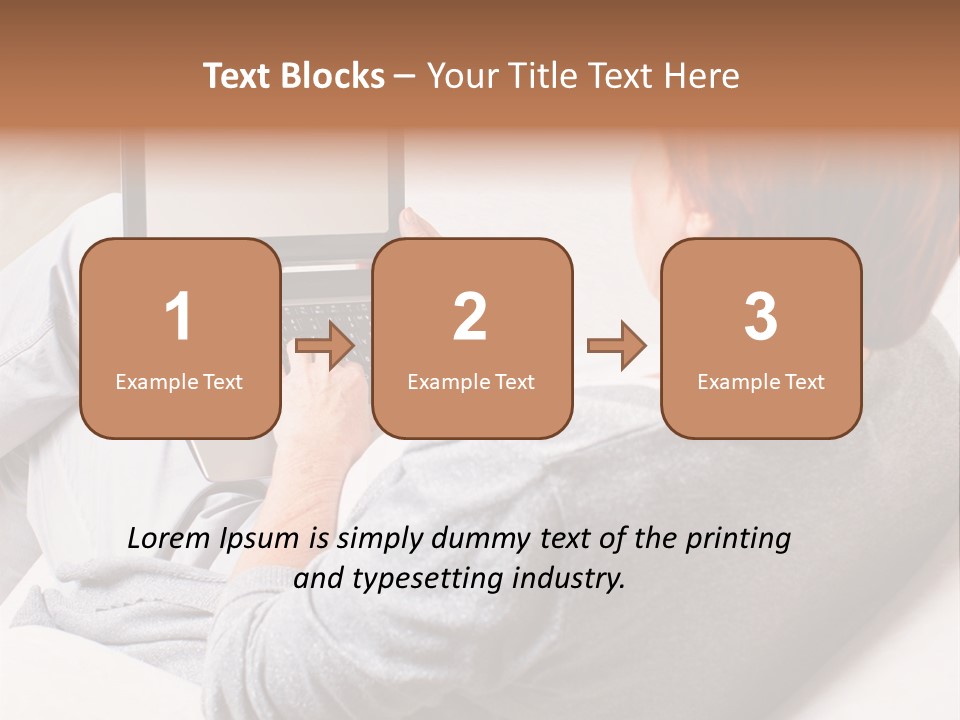 A Woman Sitting On A Couch Using A Laptop Computer PowerPoint Template