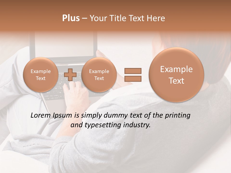 A Woman Sitting On A Couch Using A Laptop Computer PowerPoint Template