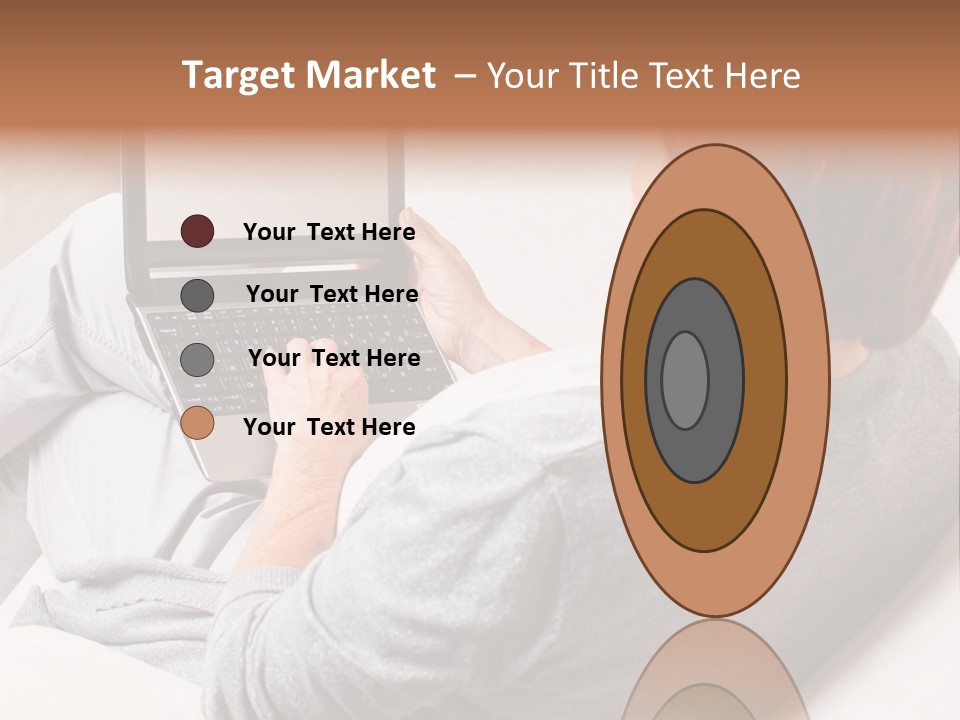 A Woman Sitting On A Couch Using A Laptop Computer PowerPoint Template