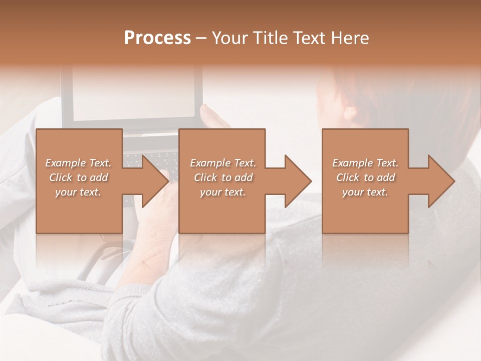 A Woman Sitting On A Couch Using A Laptop Computer PowerPoint Template