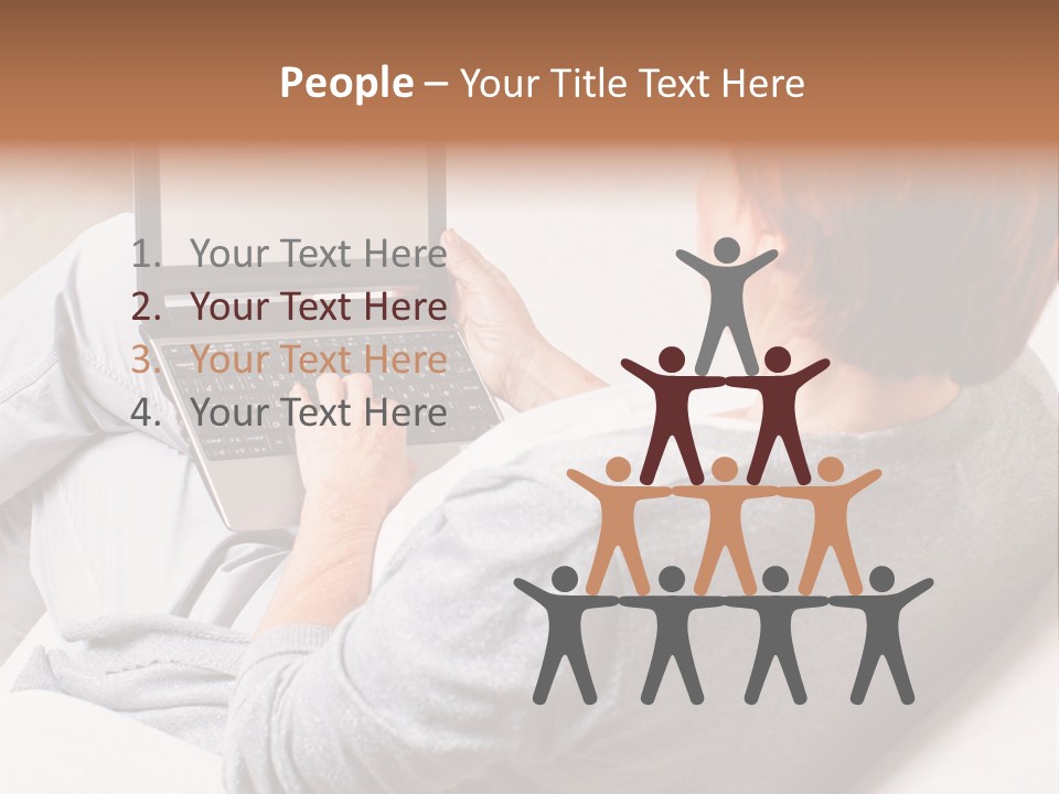 A Woman Sitting On A Couch Using A Laptop Computer PowerPoint Template