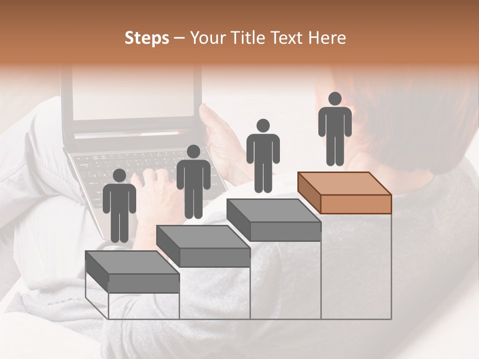 A Woman Sitting On A Couch Using A Laptop Computer PowerPoint Template