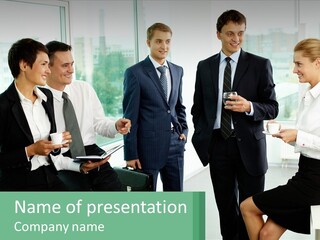 A Group Of Business People Standing Around Each Other PowerPoint Template