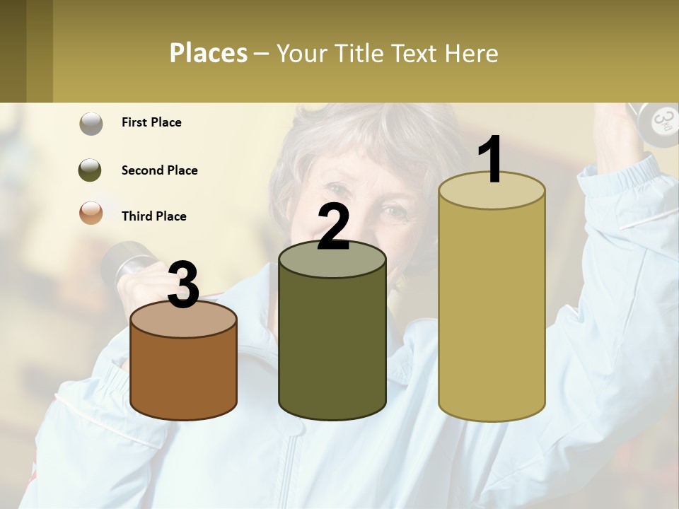 A Woman Holding Two Dumbs In Her Hands PowerPoint Template