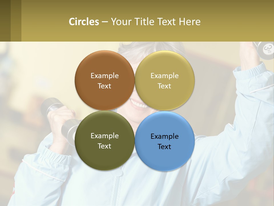 A Woman Holding Two Dumbs In Her Hands PowerPoint Template