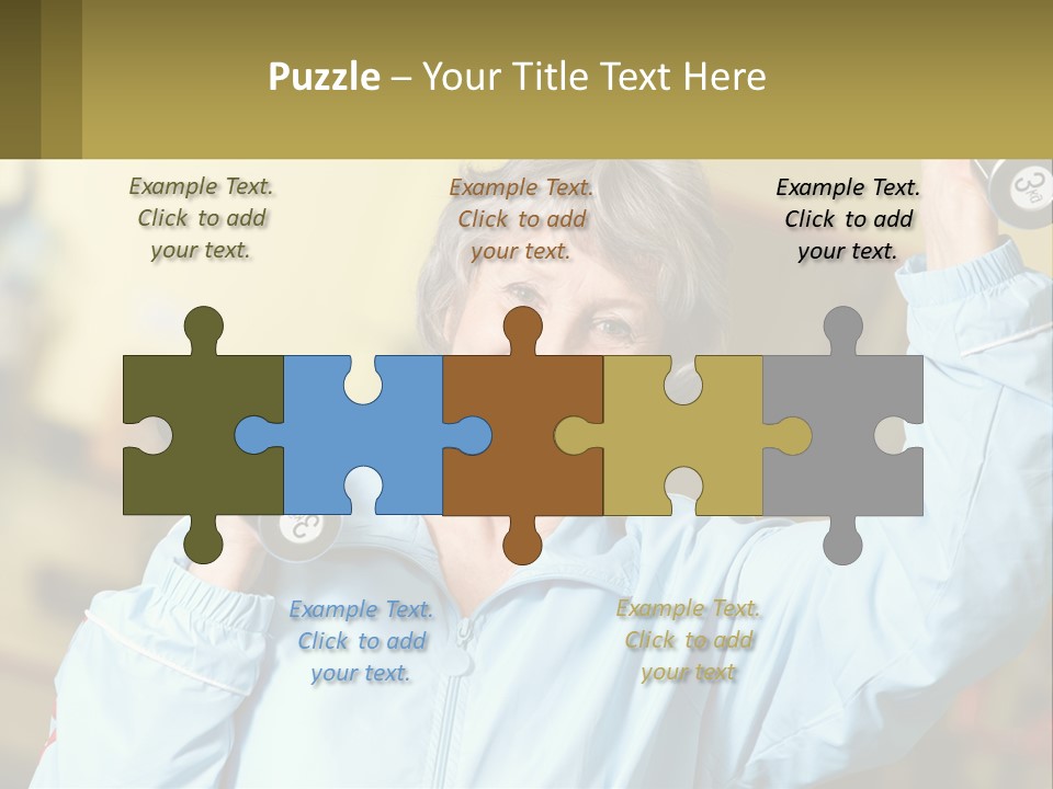 A Woman Holding Two Dumbs In Her Hands PowerPoint Template