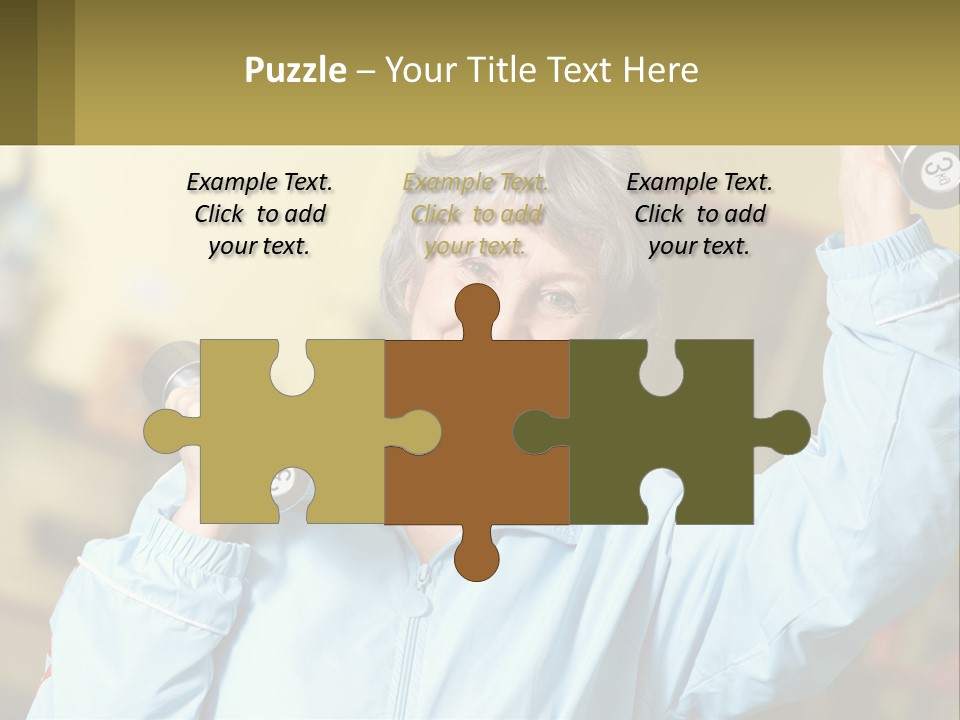 A Woman Holding Two Dumbs In Her Hands PowerPoint Template