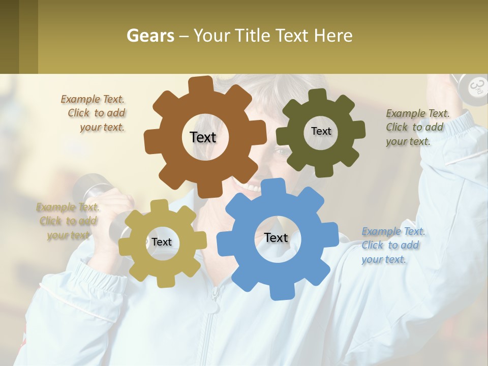 A Woman Holding Two Dumbs In Her Hands PowerPoint Template