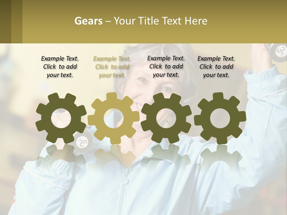 A Woman Holding Two Dumbs In Her Hands PowerPoint Template