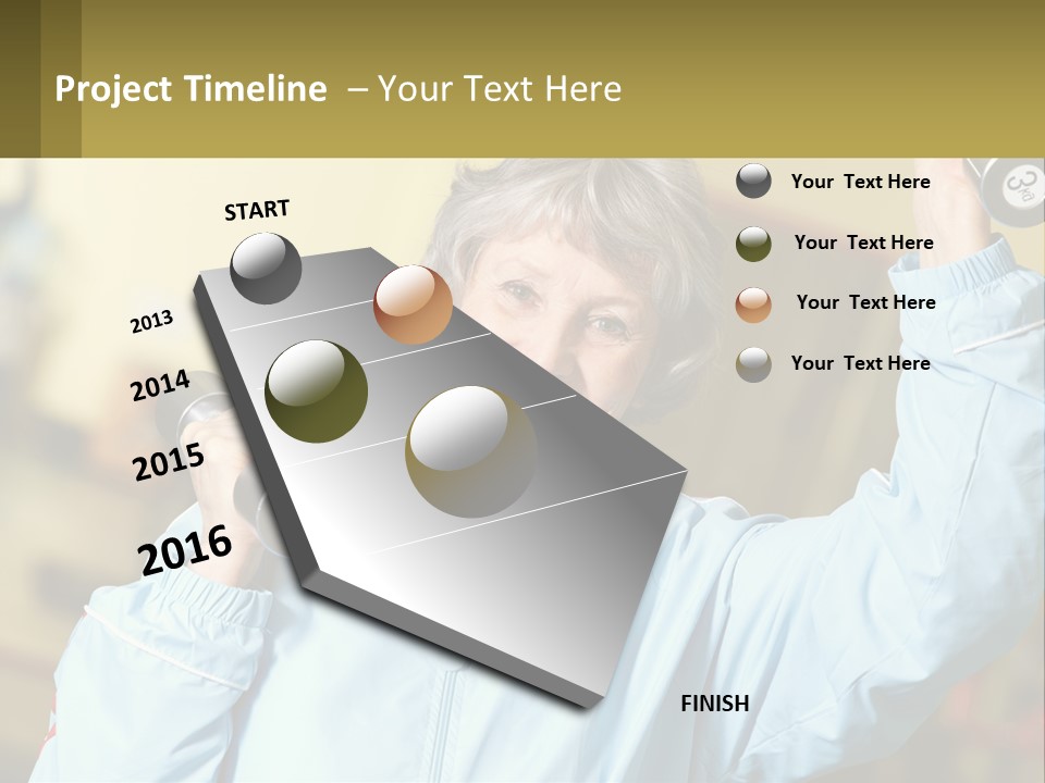 A Woman Holding Two Dumbs In Her Hands PowerPoint Template