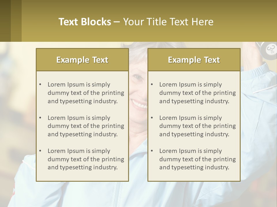 A Woman Holding Two Dumbs In Her Hands PowerPoint Template