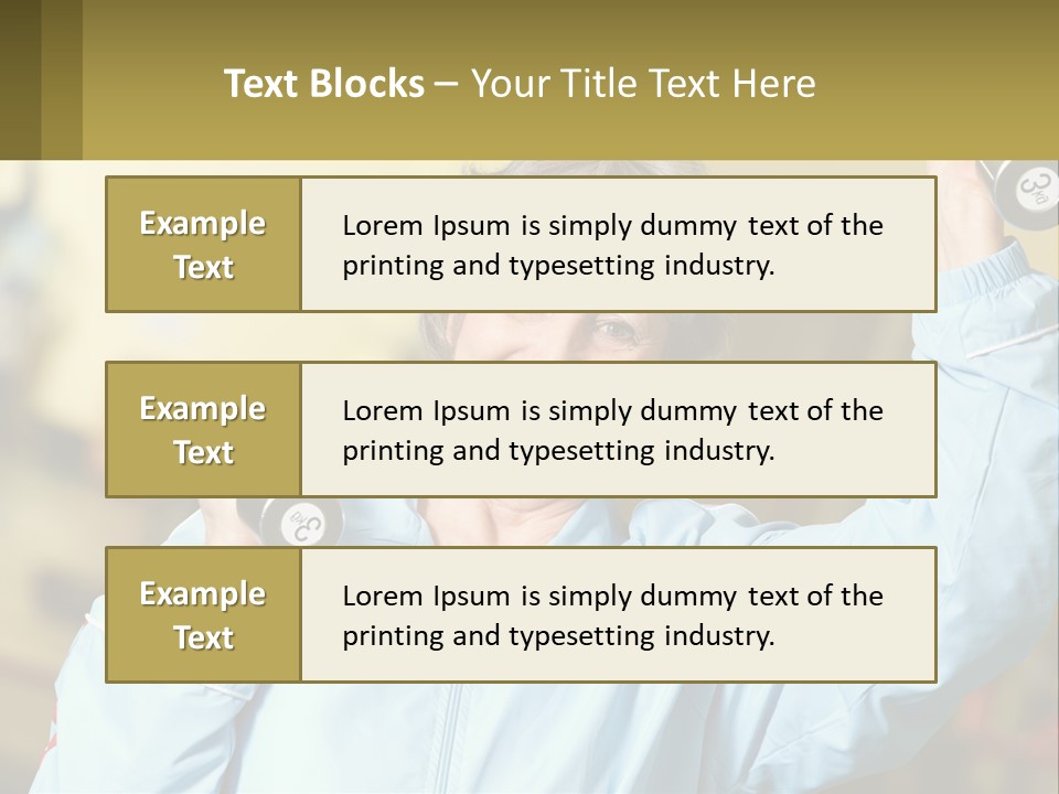 A Woman Holding Two Dumbs In Her Hands PowerPoint Template