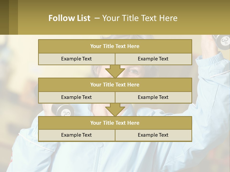 A Woman Holding Two Dumbs In Her Hands PowerPoint Template
