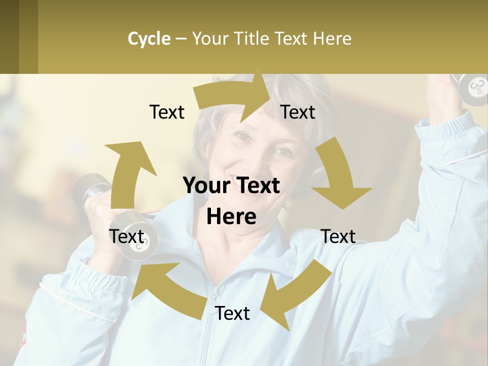 A Woman Holding Two Dumbs In Her Hands PowerPoint Template