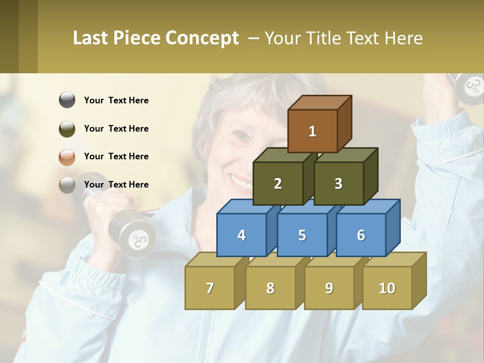 A Woman Holding Two Dumbs In Her Hands PowerPoint Template