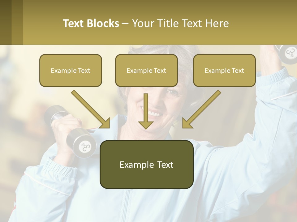A Woman Holding Two Dumbs In Her Hands PowerPoint Template