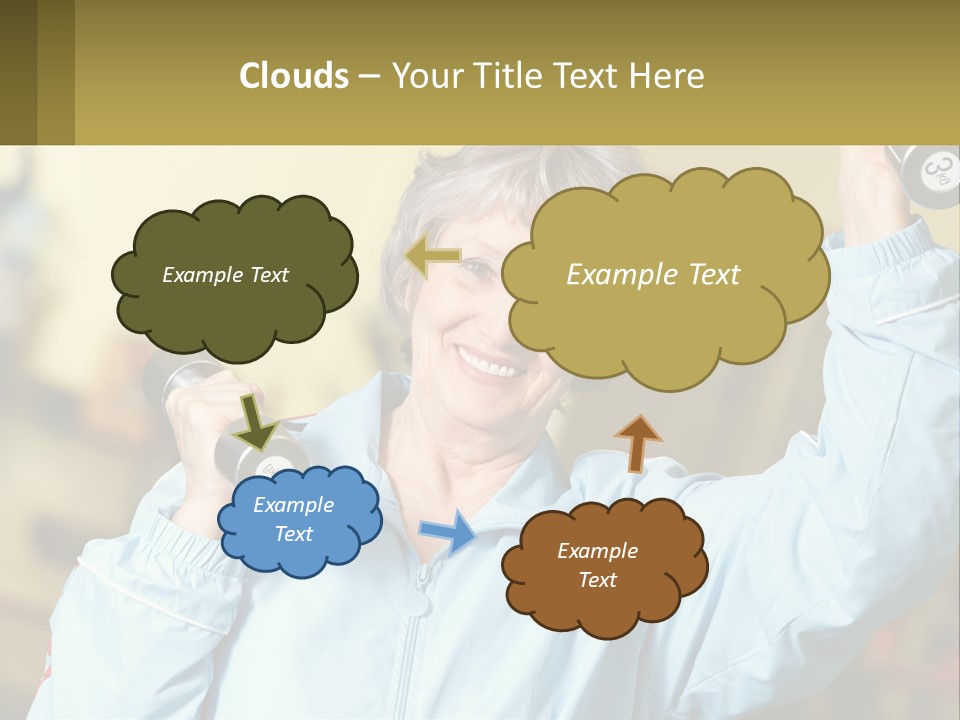 A Woman Holding Two Dumbs In Her Hands PowerPoint Template