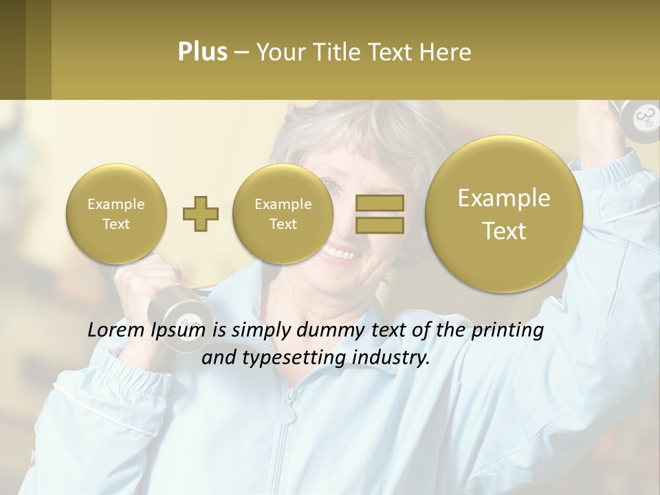 A Woman Holding Two Dumbs In Her Hands PowerPoint Template