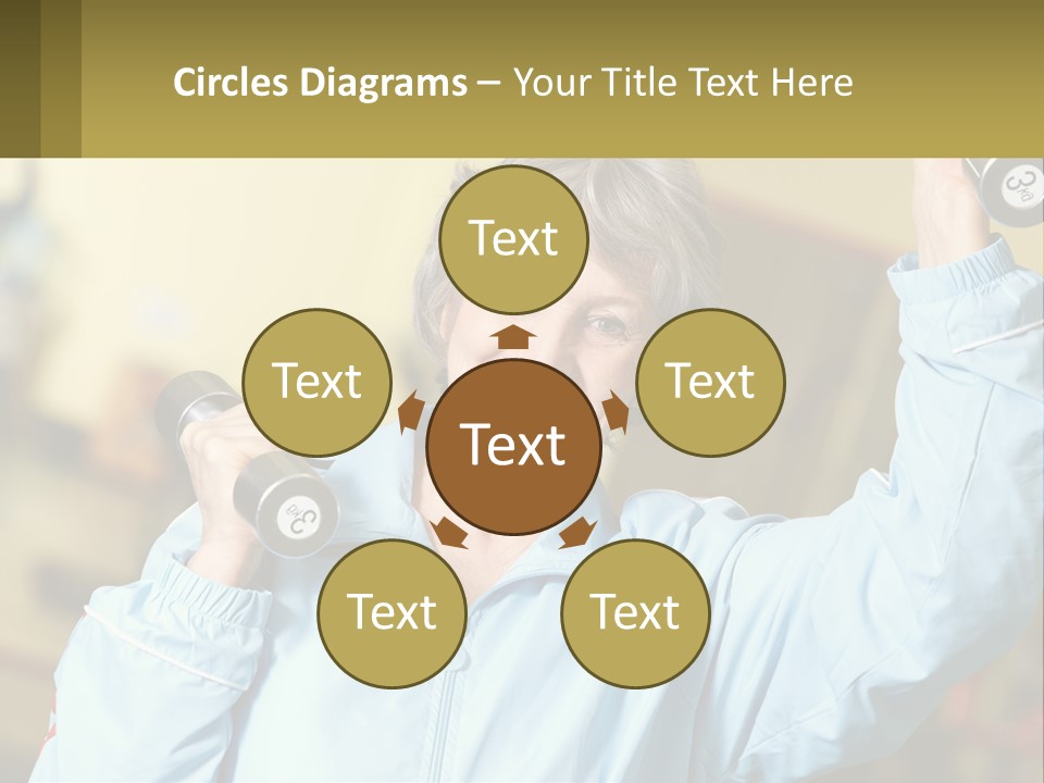 A Woman Holding Two Dumbs In Her Hands PowerPoint Template