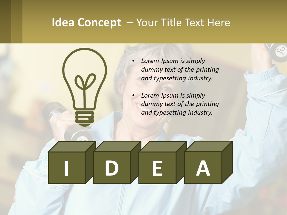 A Woman Holding Two Dumbs In Her Hands PowerPoint Template