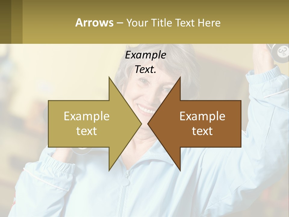 A Woman Holding Two Dumbs In Her Hands PowerPoint Template