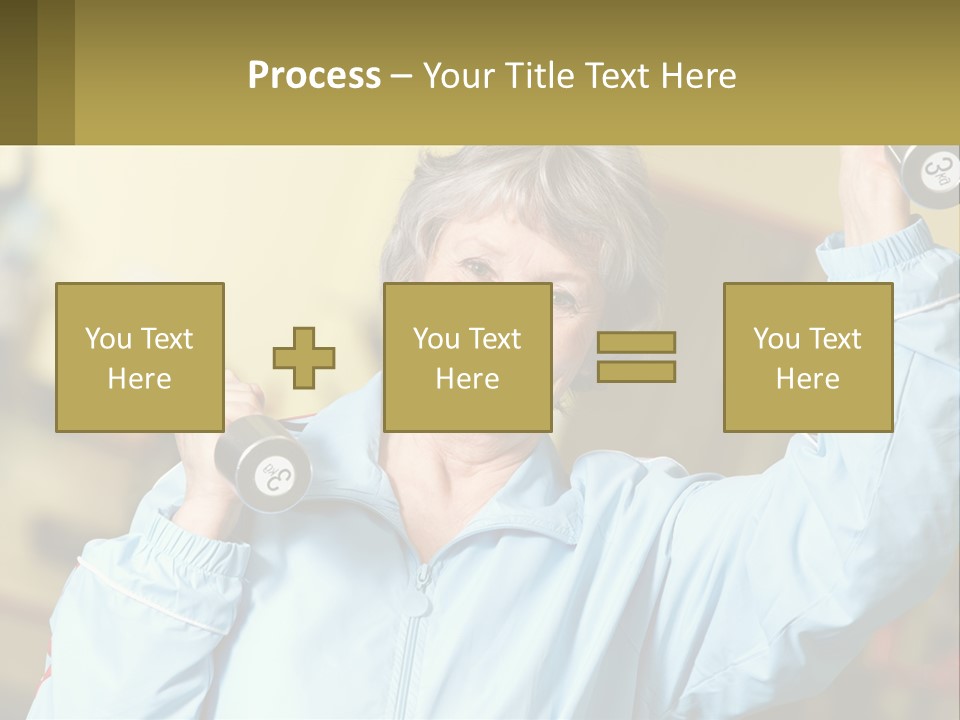 A Woman Holding Two Dumbs In Her Hands PowerPoint Template