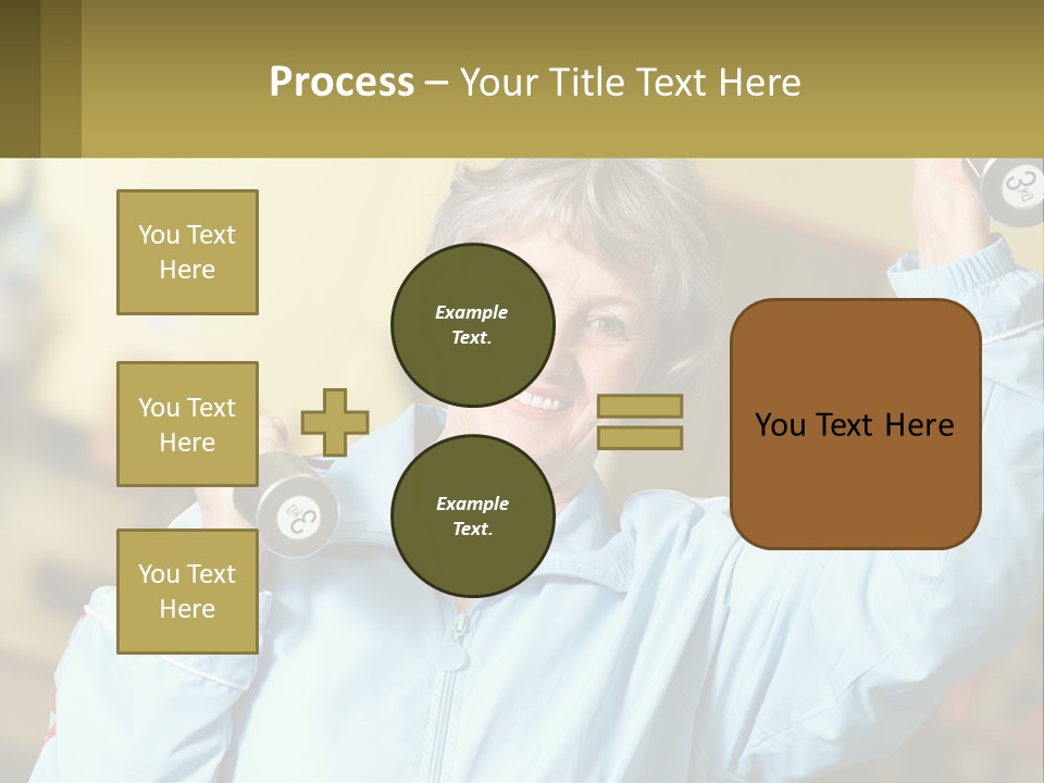A Woman Holding Two Dumbs In Her Hands PowerPoint Template