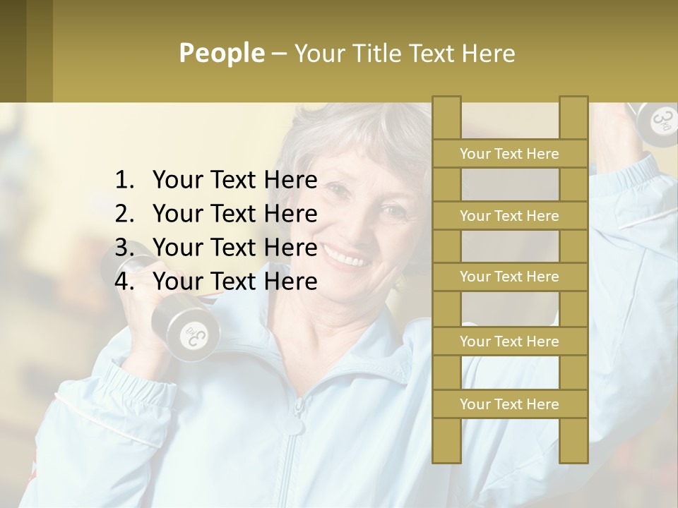 A Woman Holding Two Dumbs In Her Hands PowerPoint Template