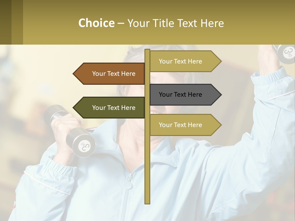 A Woman Holding Two Dumbs In Her Hands PowerPoint Template