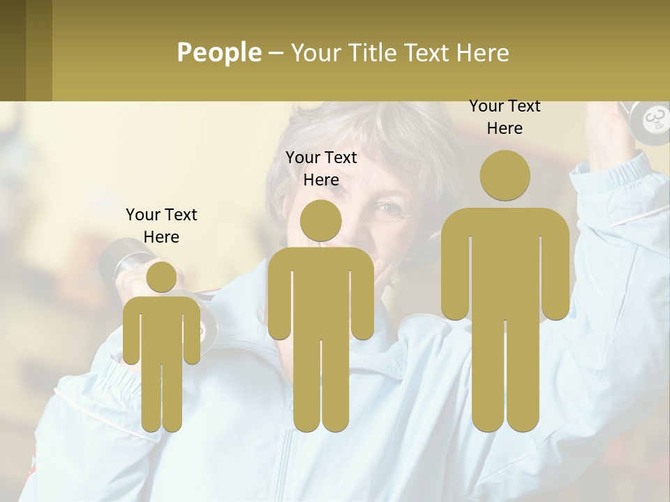 A Woman Holding Two Dumbs In Her Hands PowerPoint Template