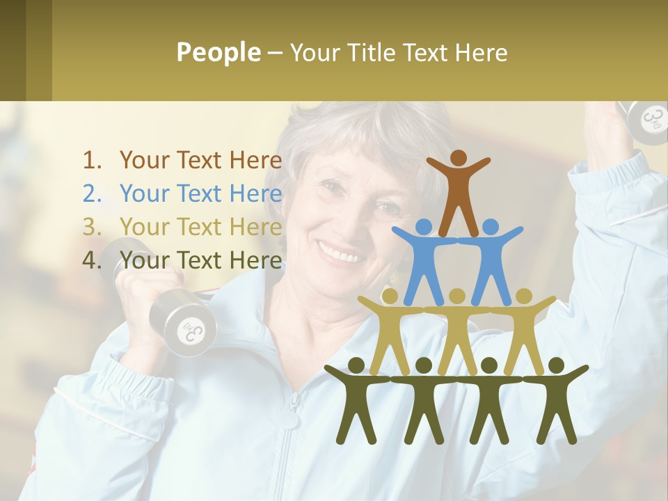 A Woman Holding Two Dumbs In Her Hands PowerPoint Template