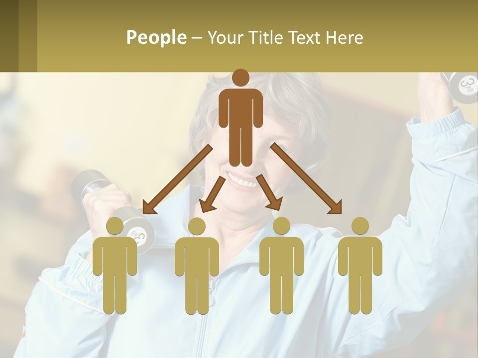 A Woman Holding Two Dumbs In Her Hands PowerPoint Template