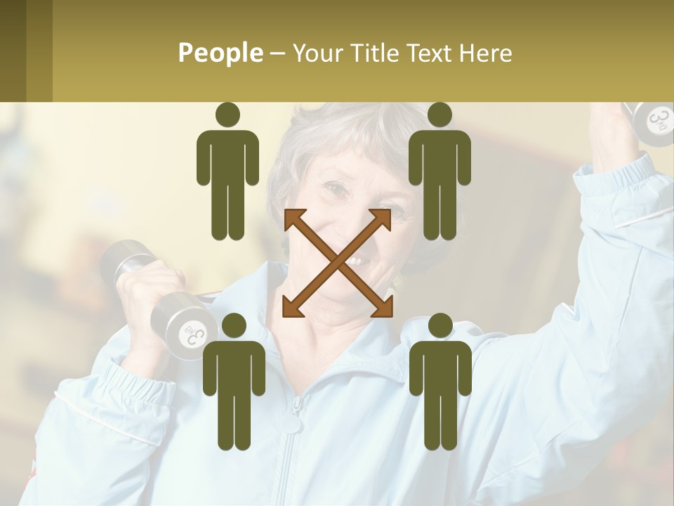 A Woman Holding Two Dumbs In Her Hands PowerPoint Template