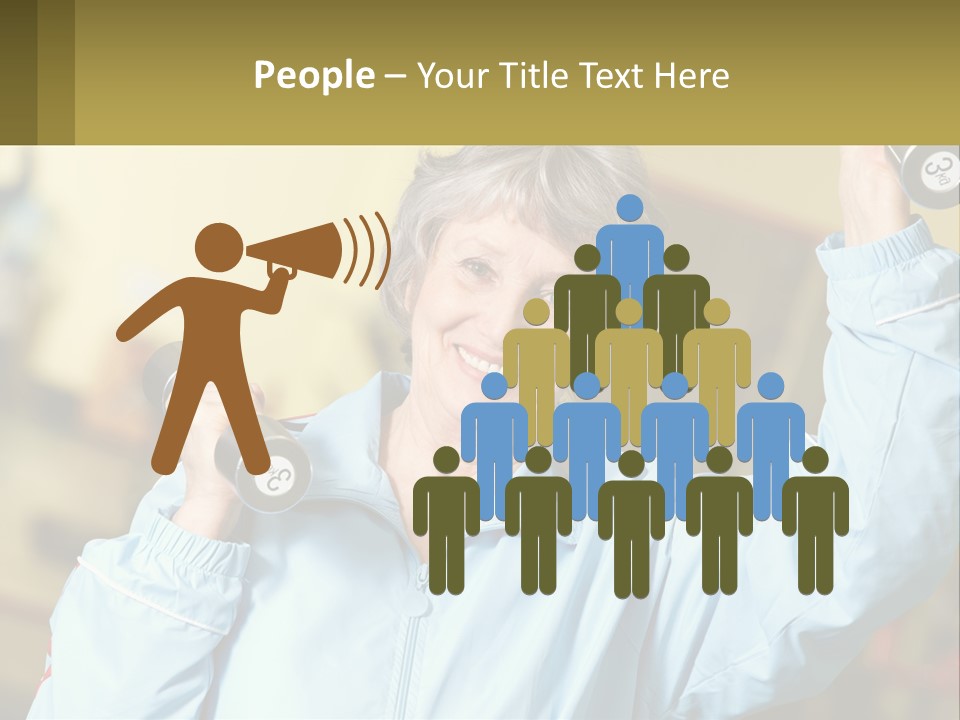 A Woman Holding Two Dumbs In Her Hands PowerPoint Template