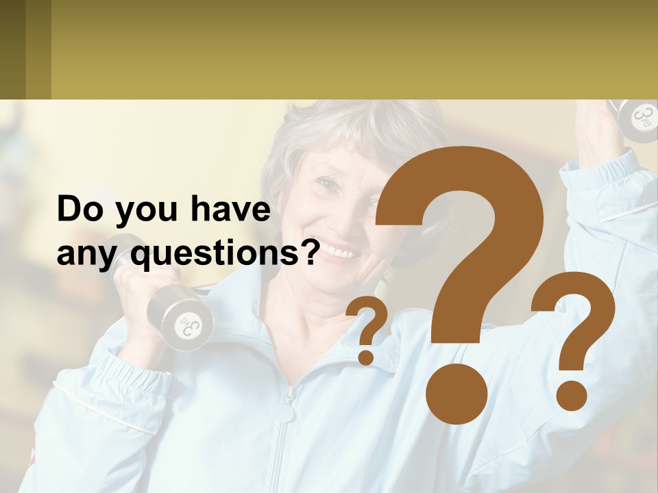 A Woman Holding Two Dumbs In Her Hands PowerPoint Template