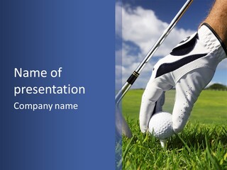 A Person Holding A Golf Ball And A Golf Club PowerPoint Template