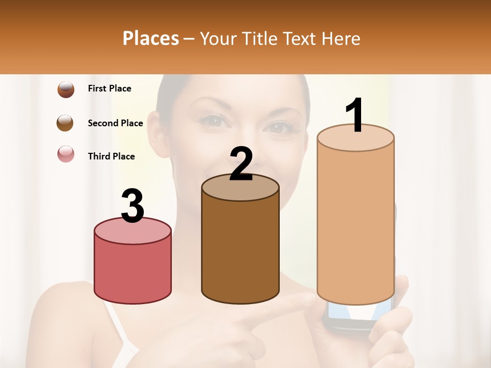 A Woman Holding A Cell Phone In Her Hand PowerPoint Template